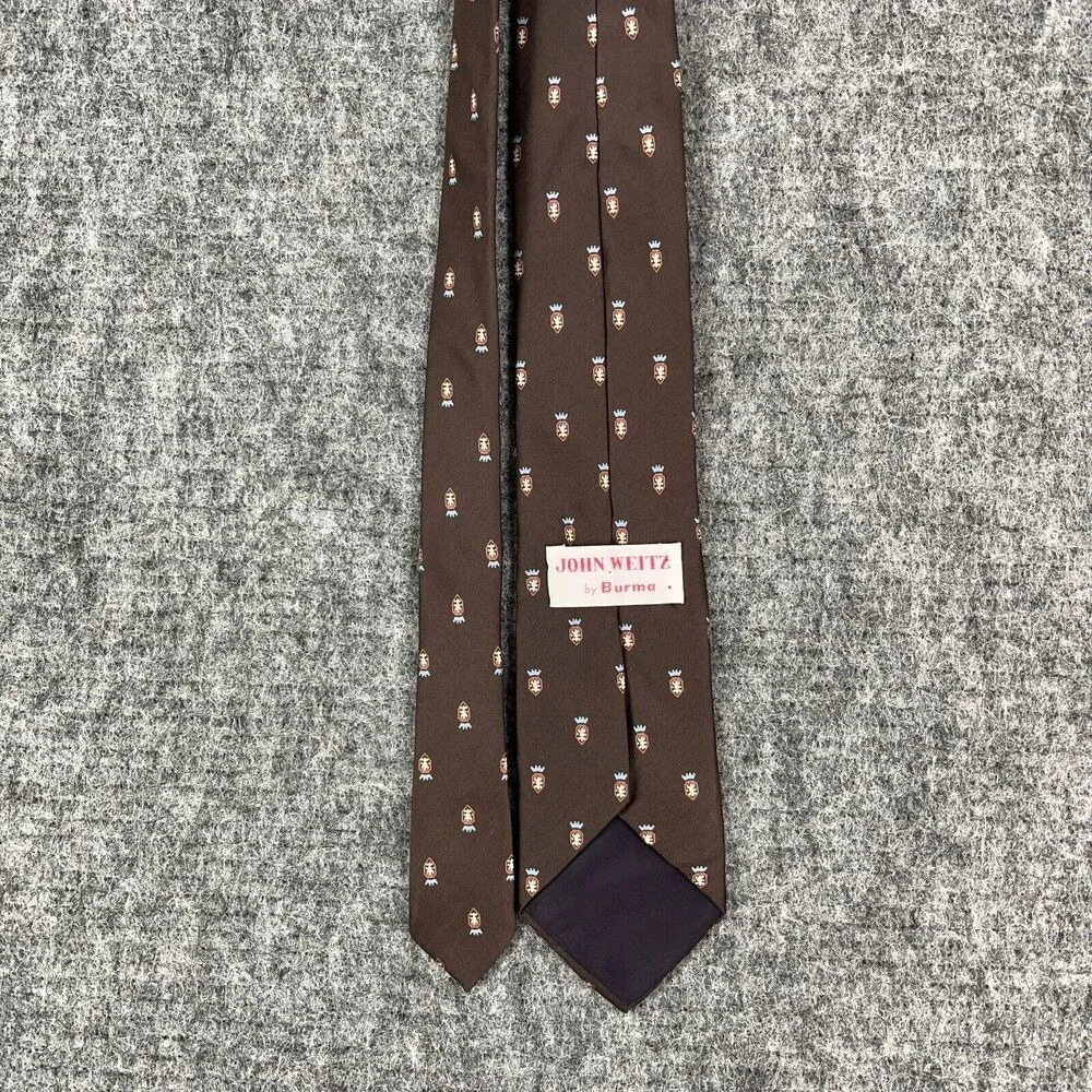 Vintage 1970s John Weitz Burma Tie Mens Brown Polyster 53